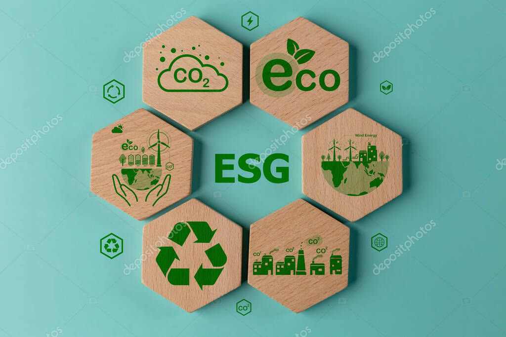 ESG economy or environmental social governance. The company development of a nature conservation strategy
