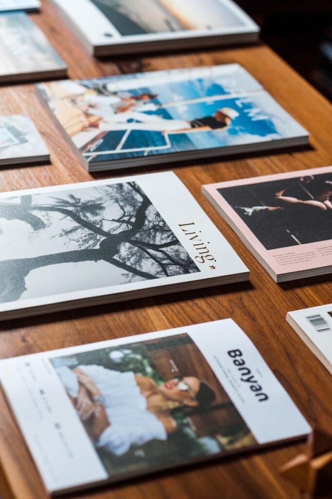 a set of magazines showing the range of publications for esg economy