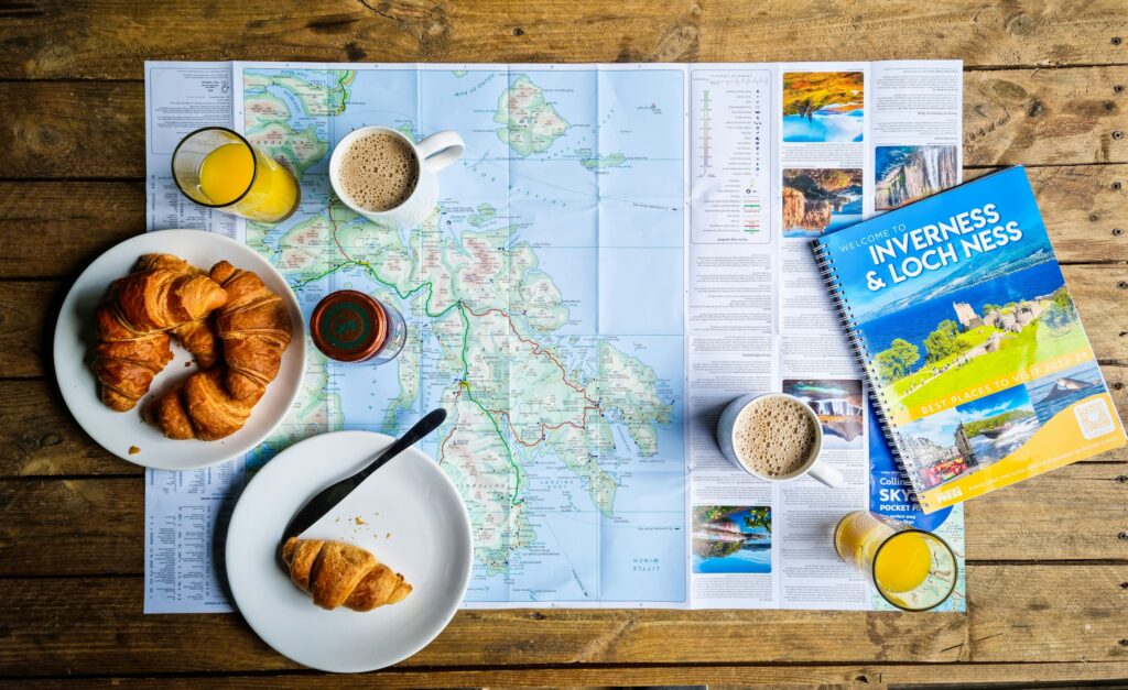 Breakfast while planning a civic tourism road trip to Isle of Skye, Scotland