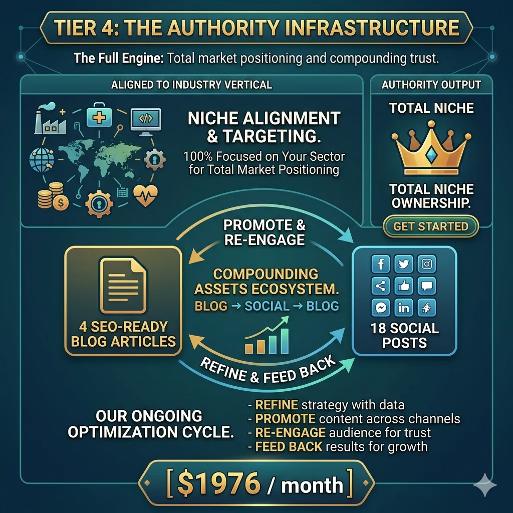 The Full Engine:
Total market positioning and compounding trust.